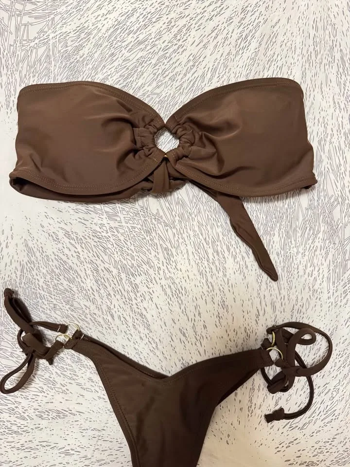 Brown Bandeau Bikini Set - Size Small / Medium image indicator(2)