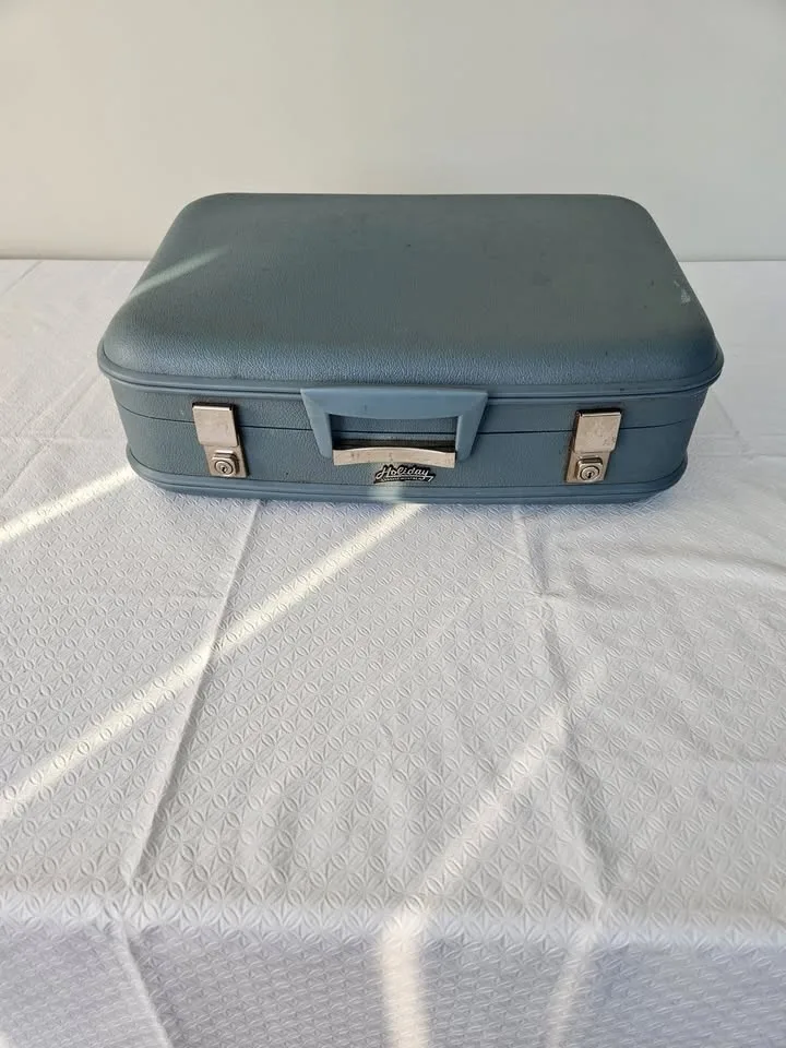 Vintage Blue Hardside Suitcase