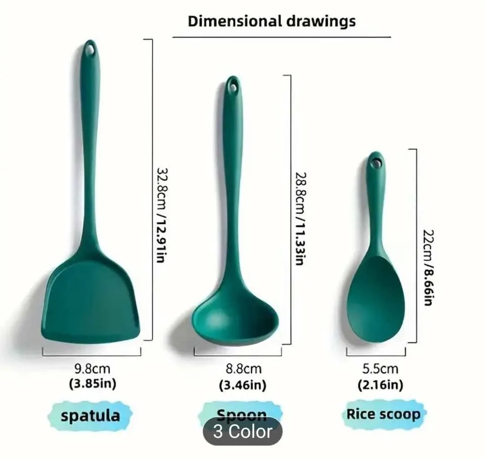 Brand new 5pc green color silicone utensils set image indicator(2)