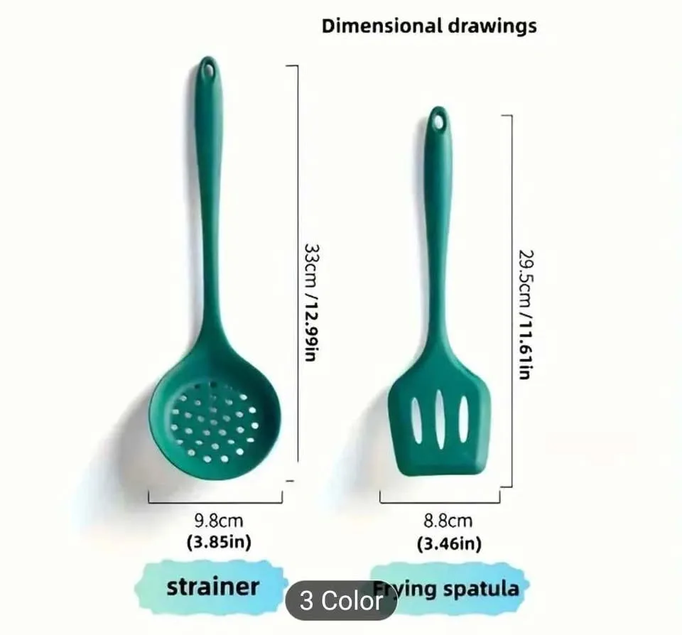 Brand new 5pc green color silicone utensils set image indicator(3)