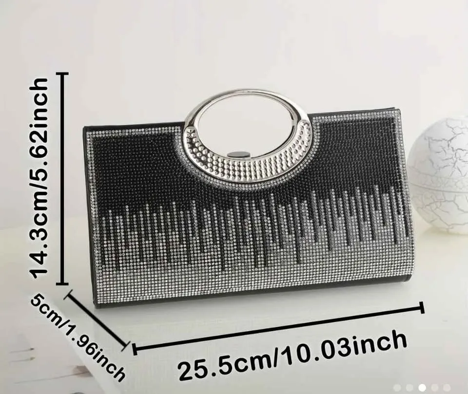 Brand new elegant golden rhinestone large women party bag image indicator(2)