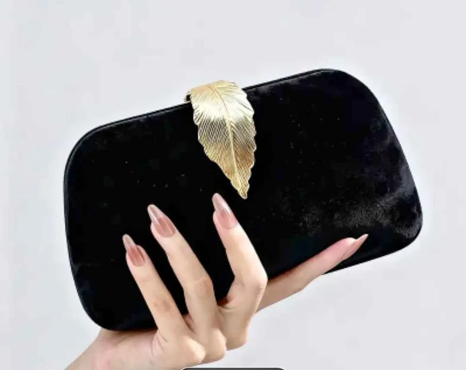 Brand new luxury black velvet women party bag