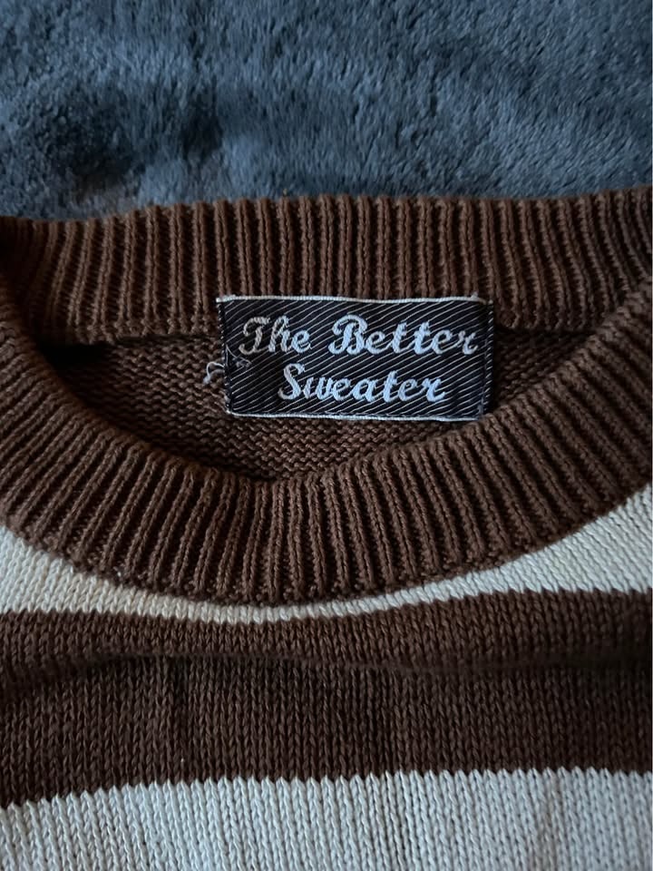 Brown & White Striped Knitted Sweater - photo 2