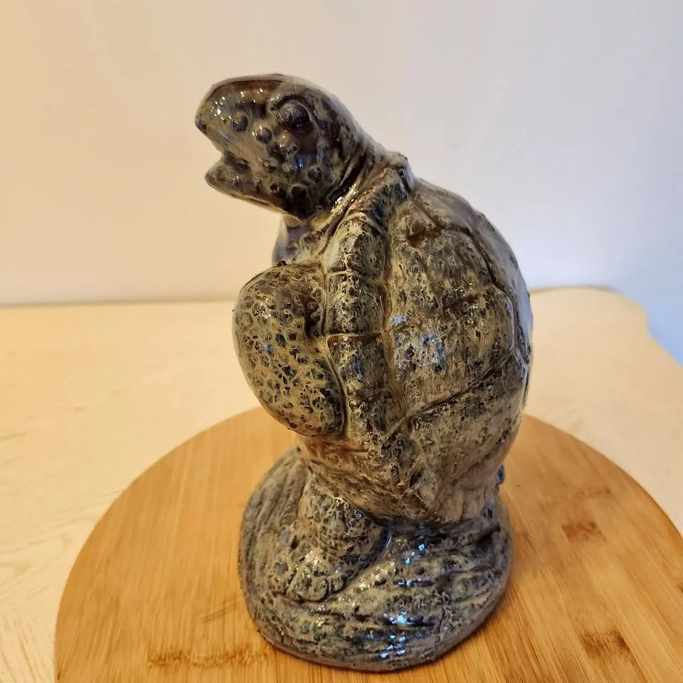 Large Clay Turtle, Tortoise, Glazed
