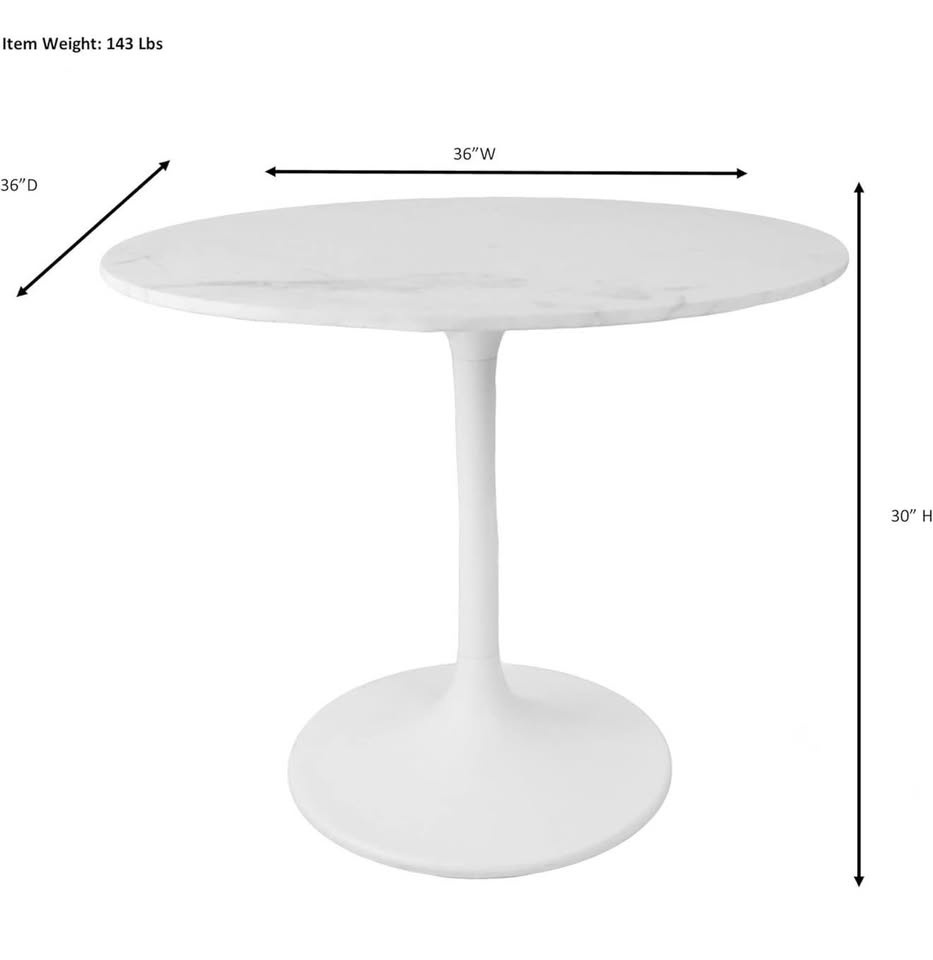 36” Marble Dining Table - photo 2