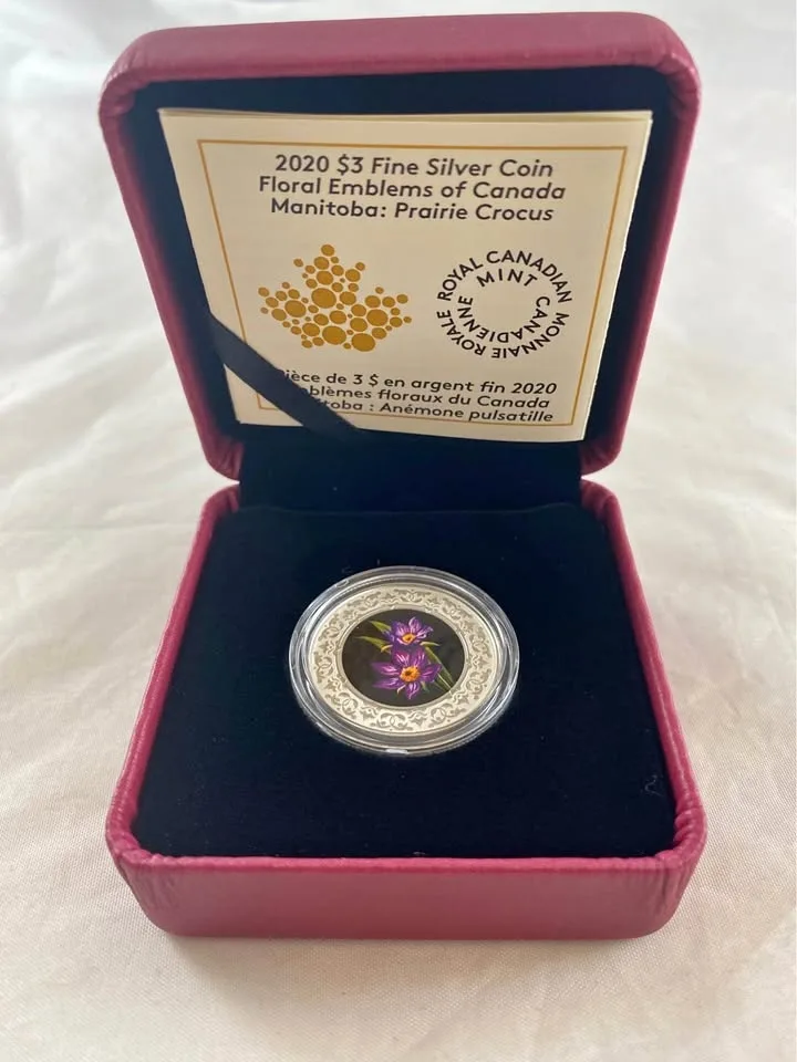 2020 $3 Fine Silver Coin Manitoba: Prairie Crocus RCM