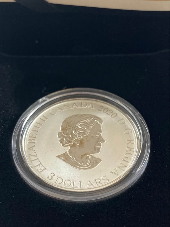 2020 $3 Fine Silver Coin Manitoba: Prairie Crocus RCM - photo 2
