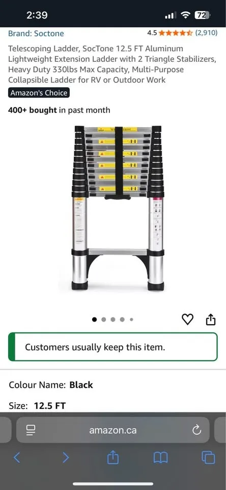 Extendable Ladder 12.5FT image indicator(4)