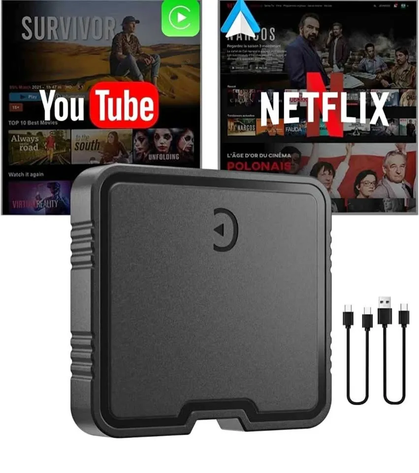 Wireless Carplay Adapter, Supports Netflix, YouTube...