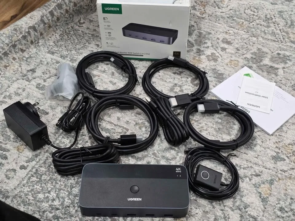 UGREEN HDMI KVM Switch 2 Monitors 2 Computers 4K image indicator(3)