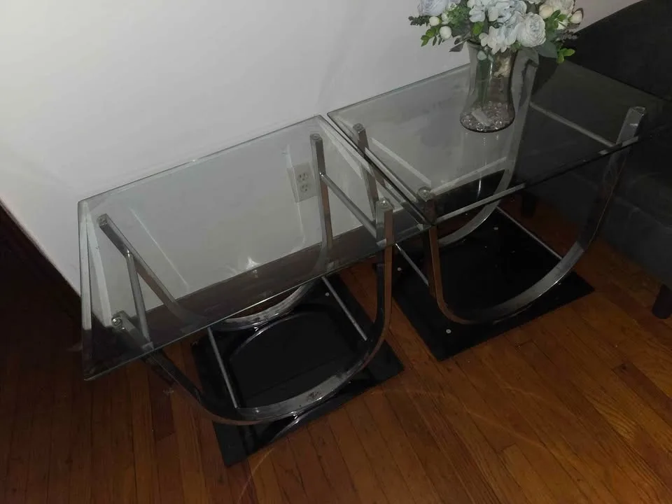 [3-Piece] Coffee & End Table Set (Glass, Metal, Mirror) image indicator(2)