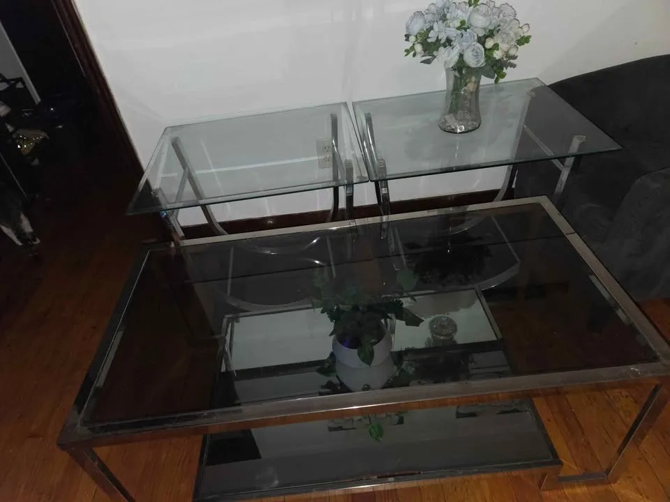 [3-Piece] Coffee & End Table Set (Glass, Metal, Mirror) image indicator(5)