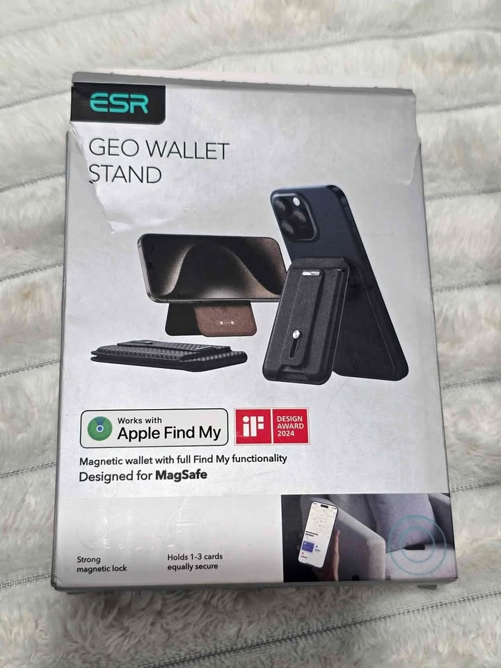 ESR Geo Wallet Stand HaloLock Works w/ Apple Find My Magsafe Des