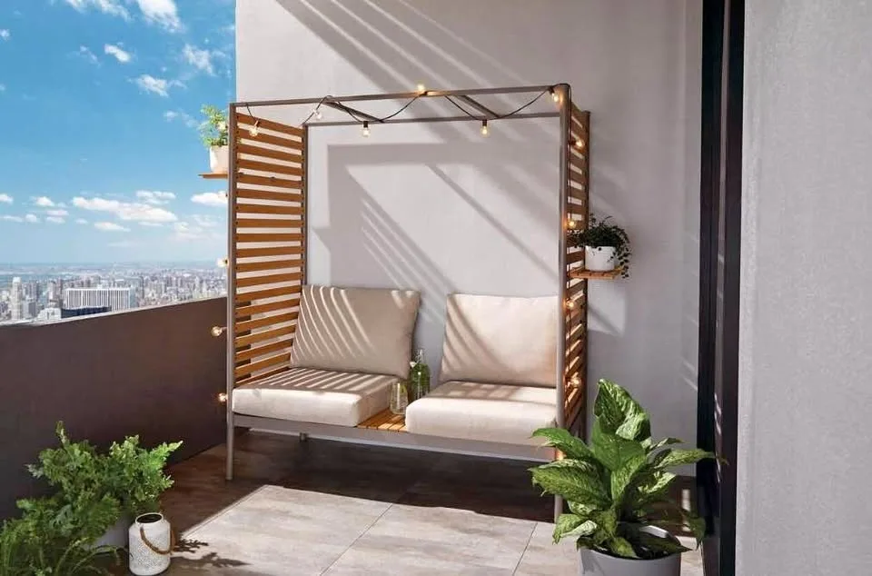 Aluminium Frame Patio/Balcony Daybed with Privacy Panels