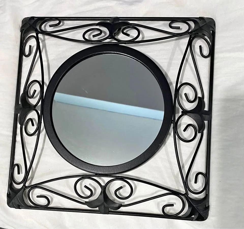 Black Metal Mirror Decor