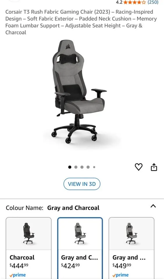 Corsair T3 RUSH Fabric Gaming Chair - Send Offers image indicator(5)