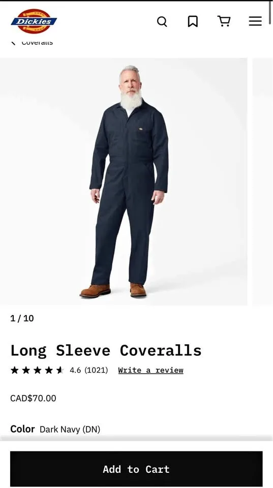 Dickies Long Sleeve Coveralls – 2XL – Like New