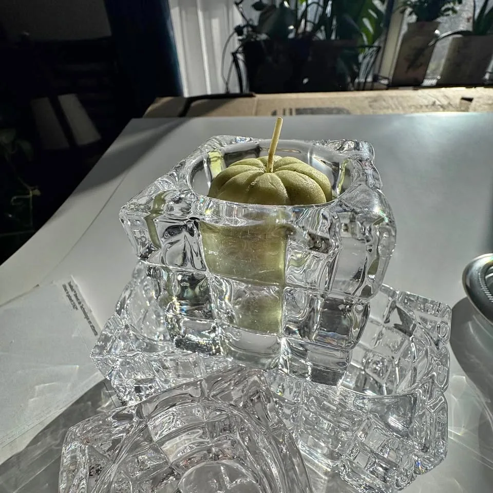 Vintage MCM Heavy Glass Candle Holder Great Price