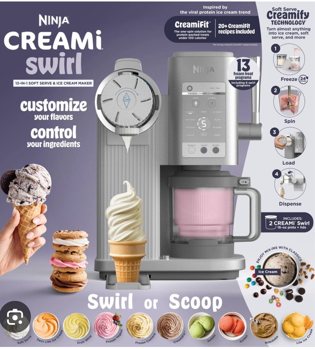 New 13-in-1 Ninja CREAMi Swirl Home Ice Cream Maker