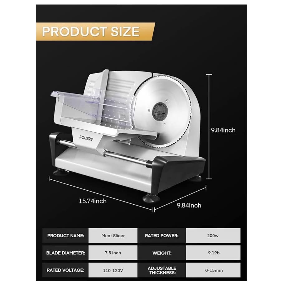 FOHERE Electric Meat Slicer - photo 3