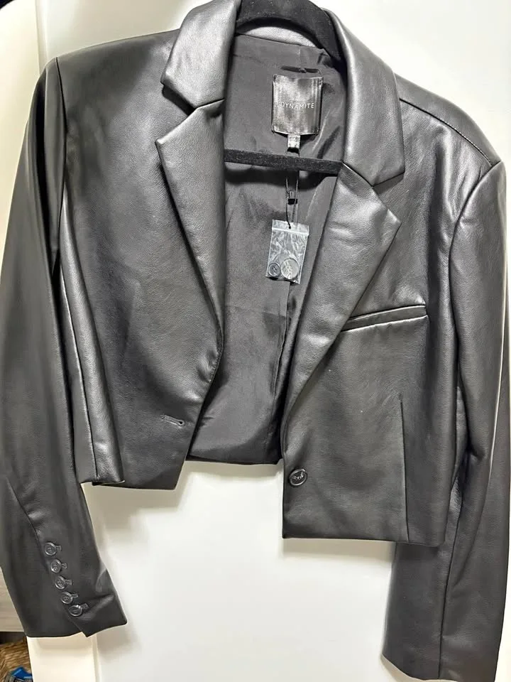 Dynamite Cropped Leather Jacket