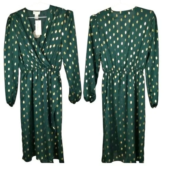 NWT Classy APRICOT Metallic Wrap Midi Dress, Size 8