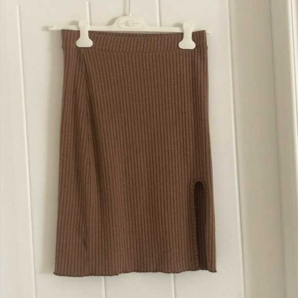 VERA MODA Rib Knitted Brown Tones Straight Skirt - photo 4