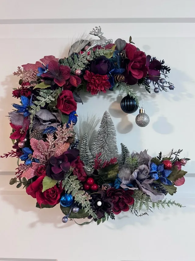 Whimsical Floral Christmas Wreath