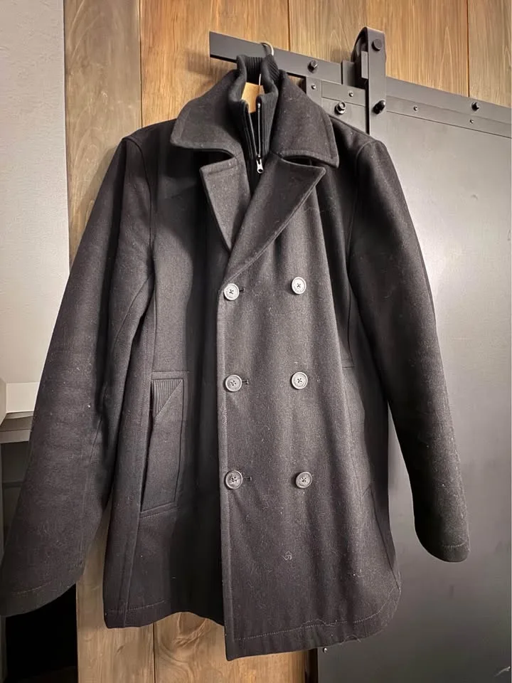 Andrew Marc mens Burnett Melton Wool Pea Coat size medium image indicator(2)