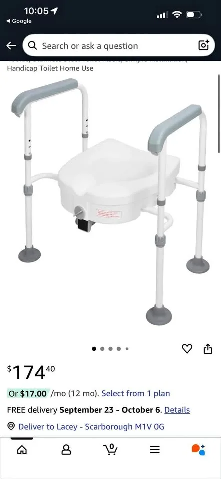 Brand New Elevated Toilet Riser with Handles, 400lbs NEW