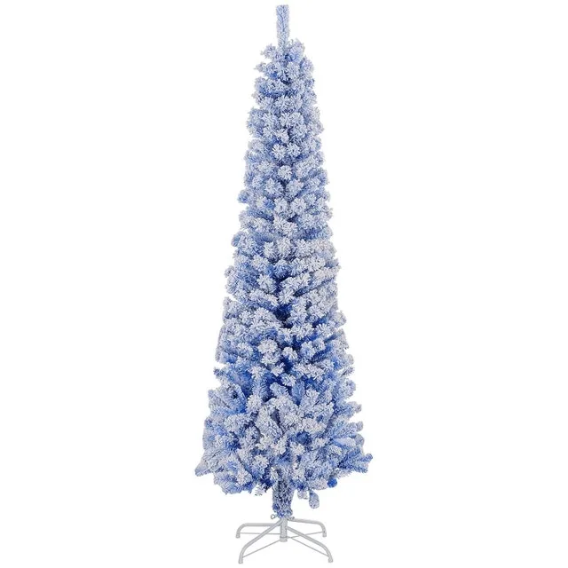 6' Snow Flocked “Blue” Pencil Christmas Tree image indicator(2)