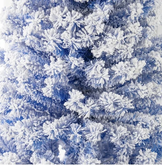6' Snow Flocked “Blue” Pencil Christmas Tree image indicator(4)