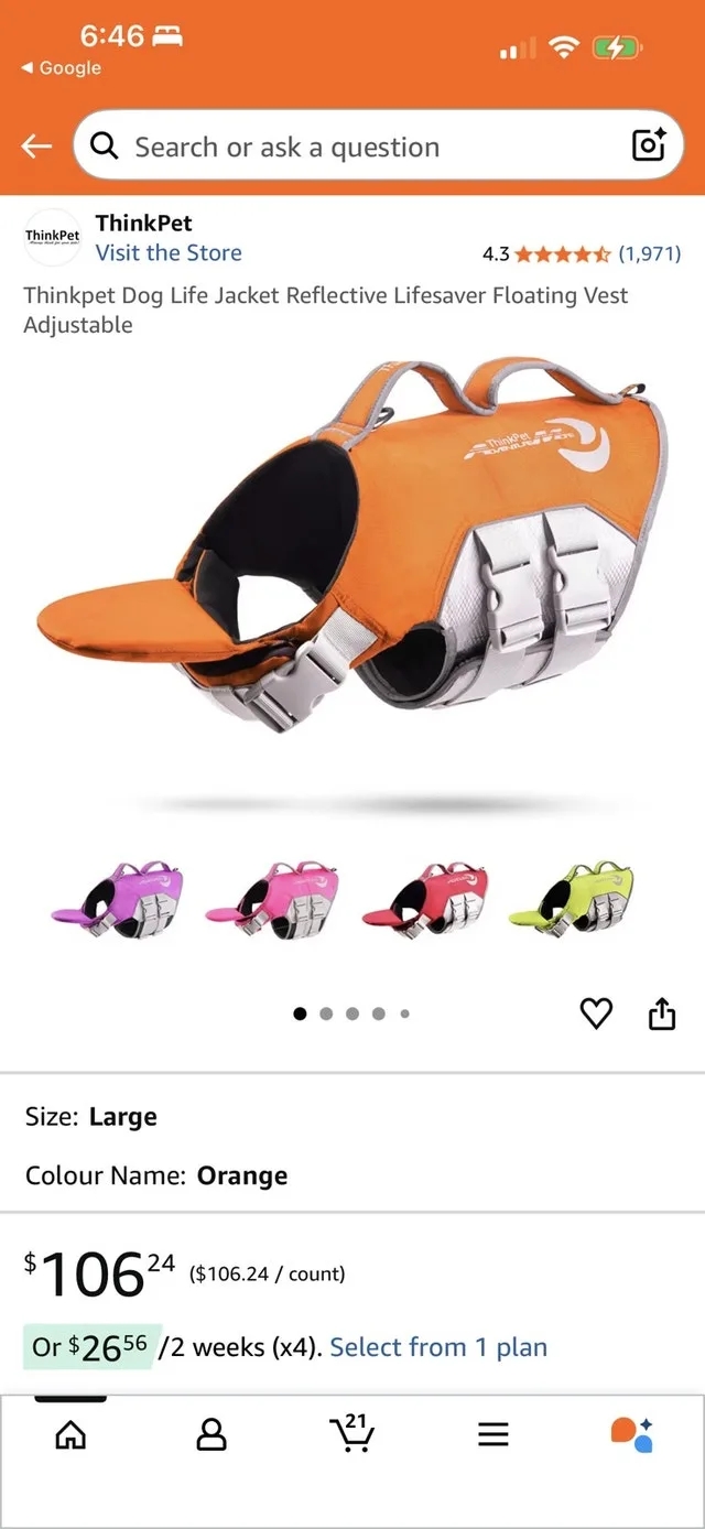 Selling 2 Brand New Size L Dog Life Jackets $25 ea, Retails $106