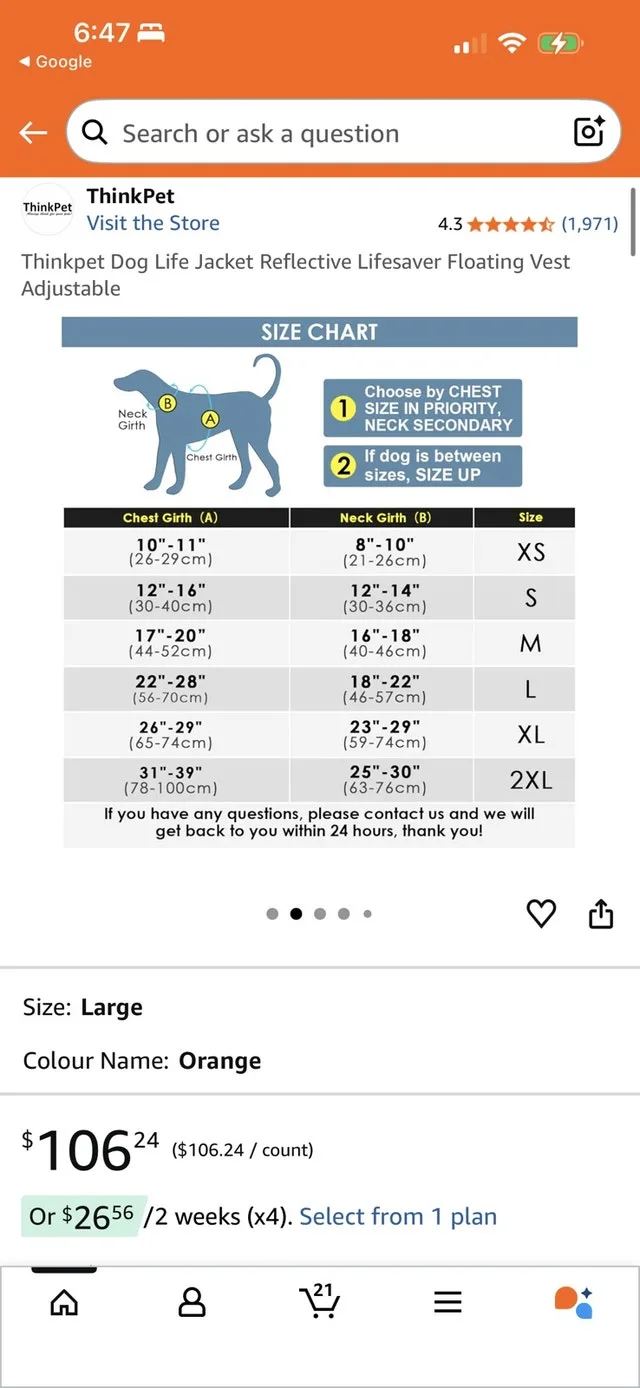 Selling 2 Brand New Size L Dog Life Jackets $25 ea, Retails $106 image indicator(2)