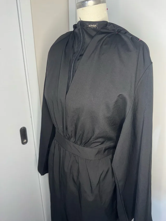 Ladies Size XXL Brand New V Neck Black Zip Up Jumpsuit - New image indicator(3)