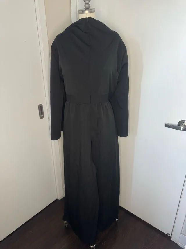 Ladies Size XXL Brand New V Neck Black Zip Up Jumpsuit - New image indicator(6)
