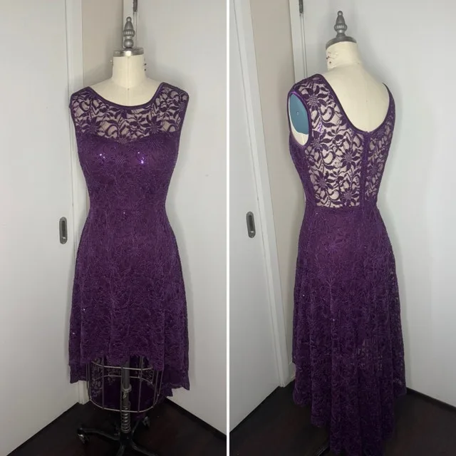 Ladies Beautiful Size Small Hi Low Lace Dress