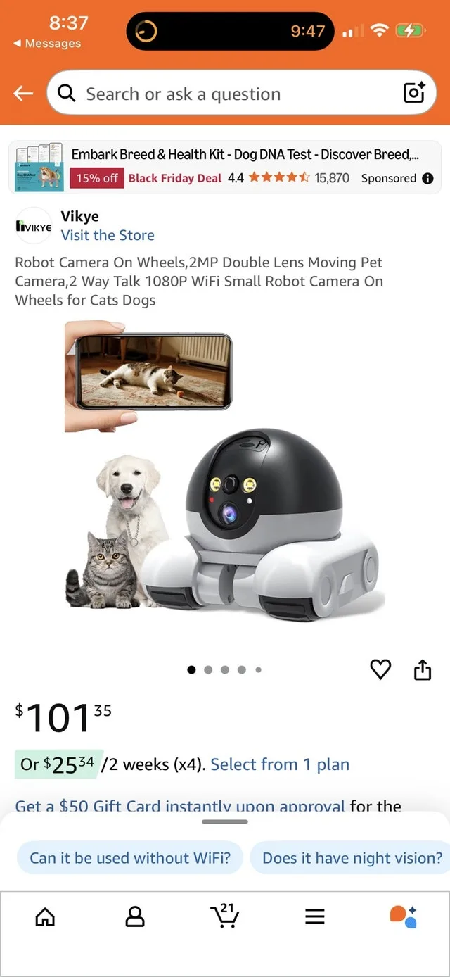 NEW Movable Pet Tracking Robot Camera