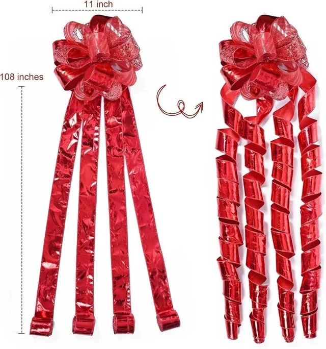 Brand New Red Ribbon Tree Topper, with cascading ribbons NEW image indicator(2)