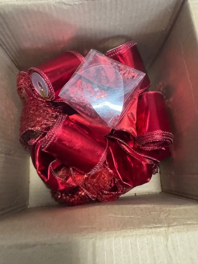 Brand New Red Ribbon Tree Topper, with cascading ribbons NEW image indicator(5)