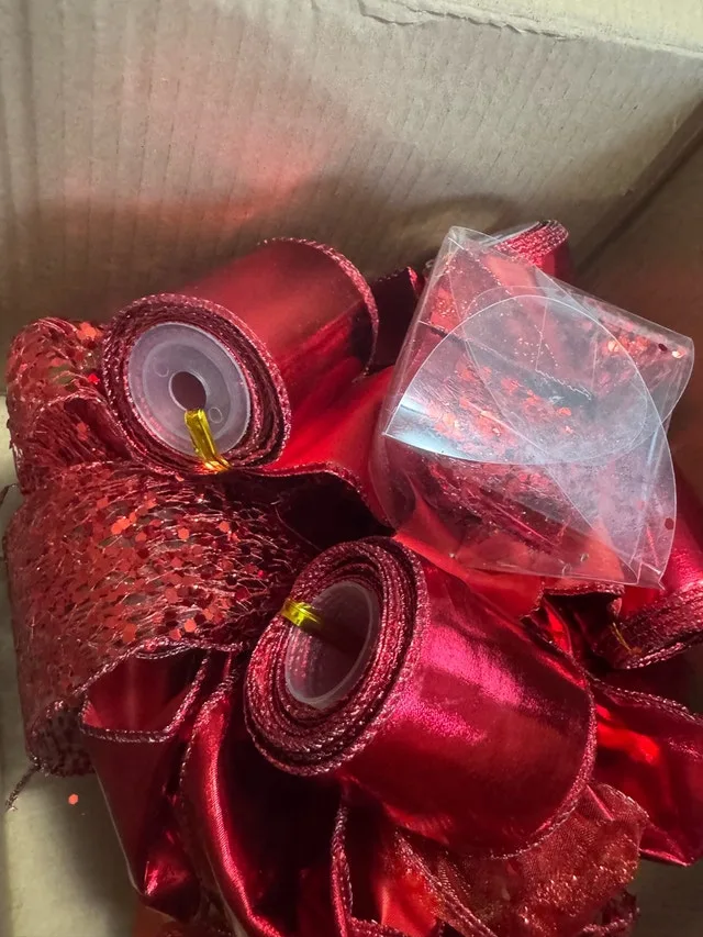 Brand New Red Ribbon Tree Topper, with cascading ribbons NEW image indicator(6)