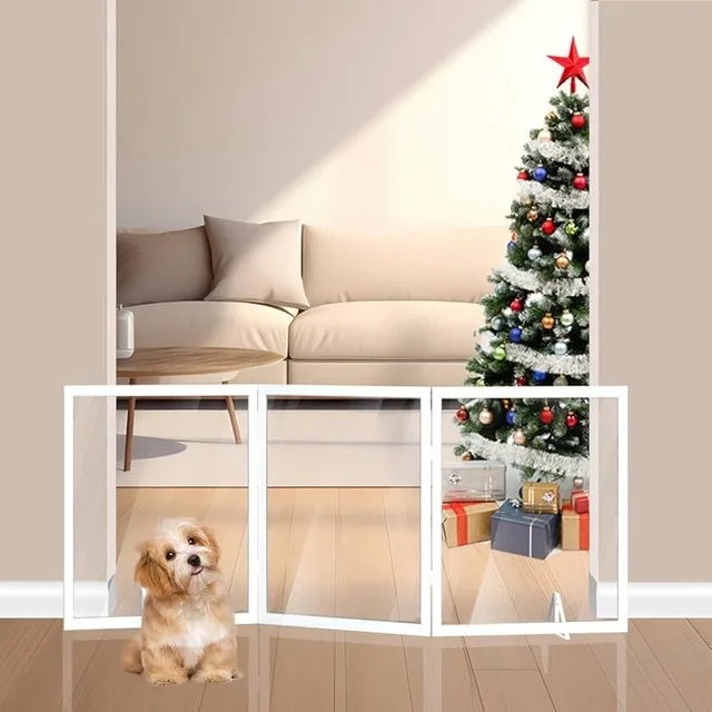 Brand New 3 Panel Clear Freestanding Dog Fence Retails $159