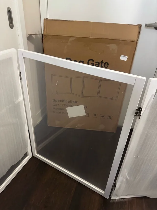 Brand New 3 Panel Clear Freestanding Dog Fence Retails $159 image indicator(5)