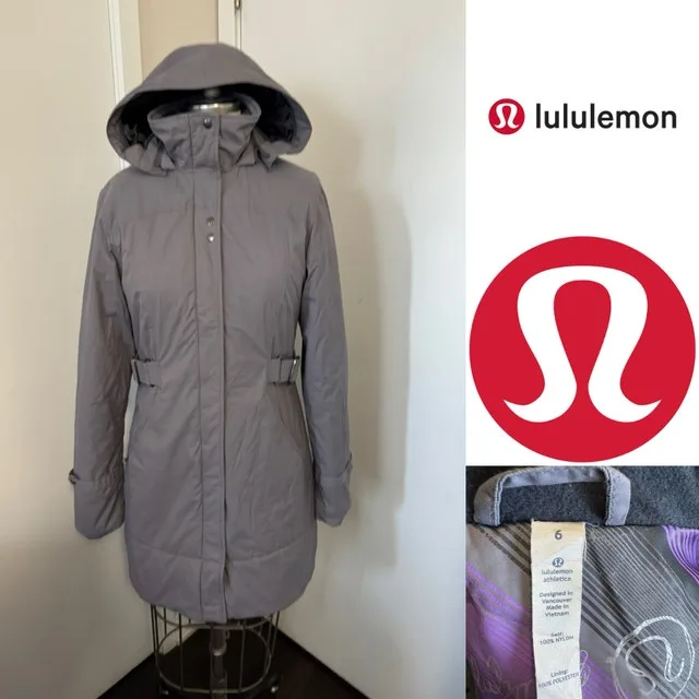 Lululemon Beautiful Size 6 Winter Coat light lilac purple colour