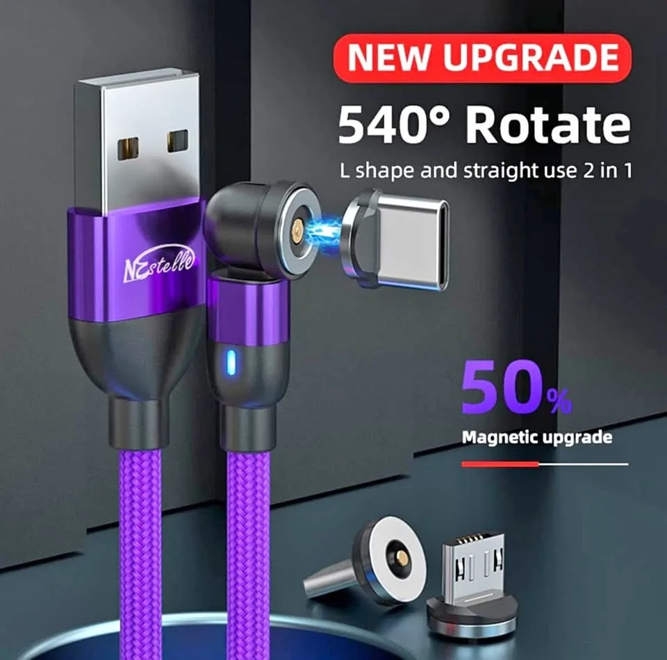 540° Rotation Magnetic Charging Cable