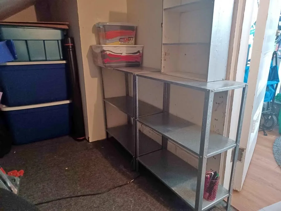 Three metal ikea shelves hyllis