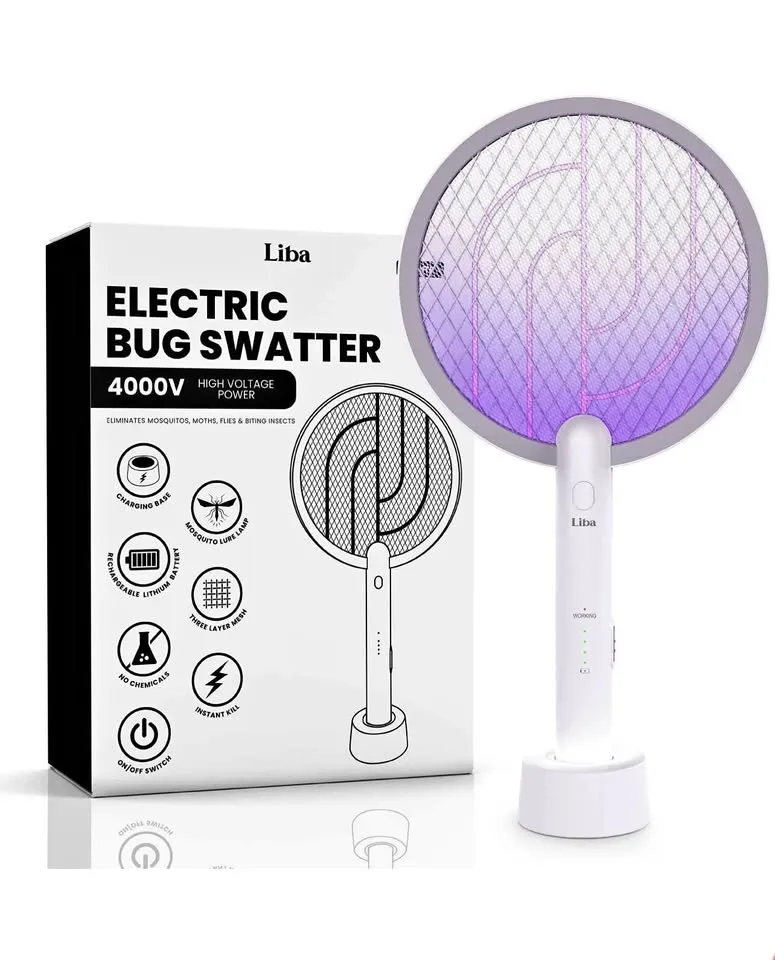 LiBa Electric Fly Swatter Racket, 2 in 1 Electric Bug Zapper USB