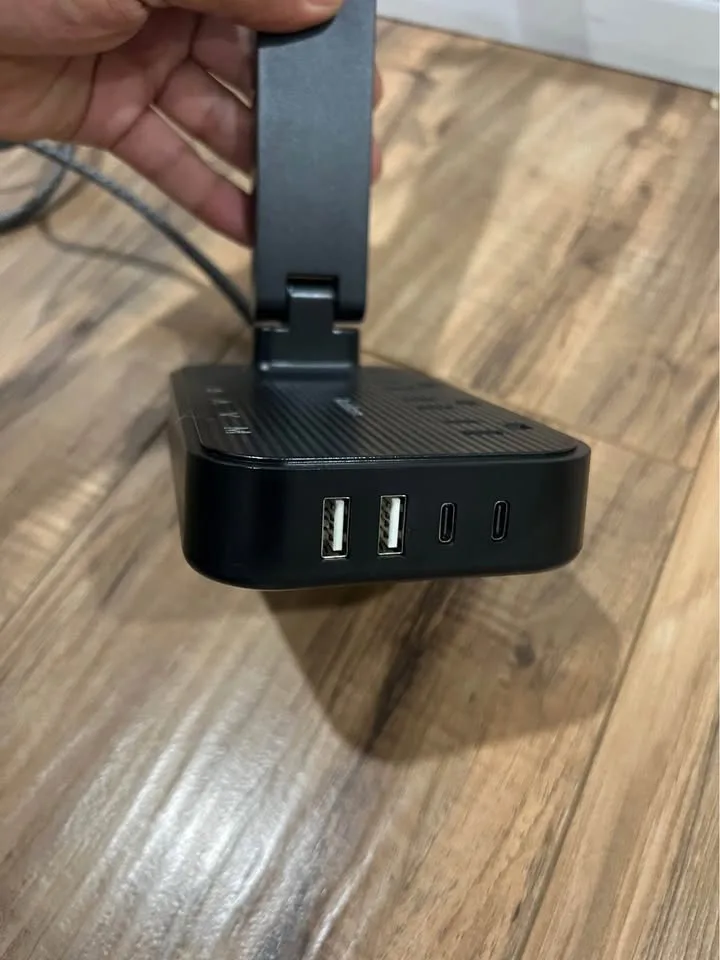 Addtam LED Desk Lamp, Power Strip with 3 Outlets 4 USB Charging image indicator(2)