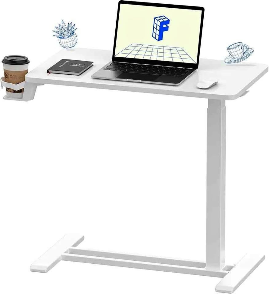 Adjustable Overbed Bedside Table with Wheels
