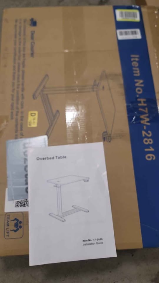 Adjustable Overbed Bedside Table with Wheels - photo 4